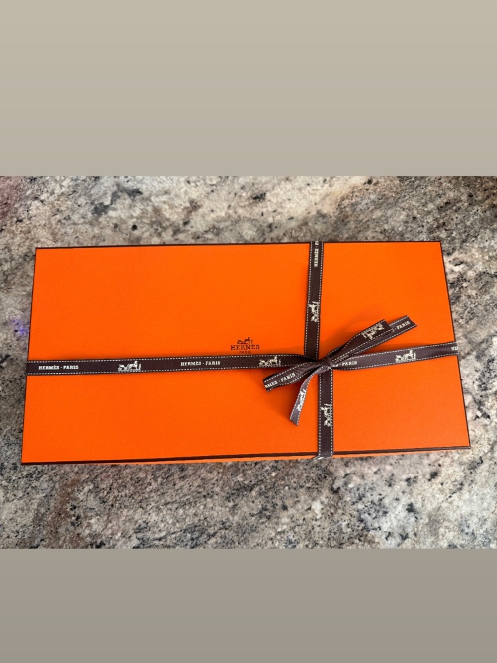 Authentic Hermès Cashmere scarf in box with ribbon